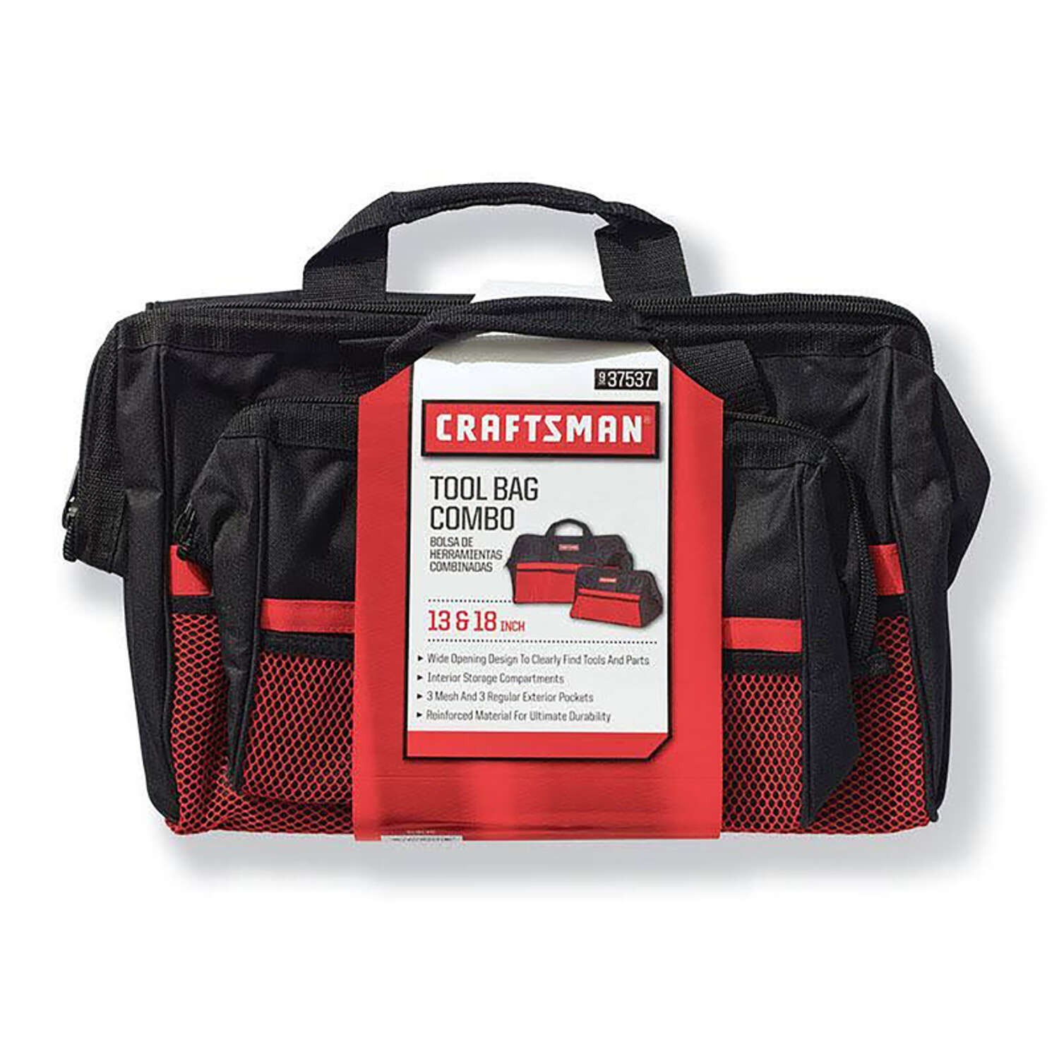 Craftsman Ballistic Nylon Tool Bag Set Black/Red 2 pc. 13″ and 18″ Combination