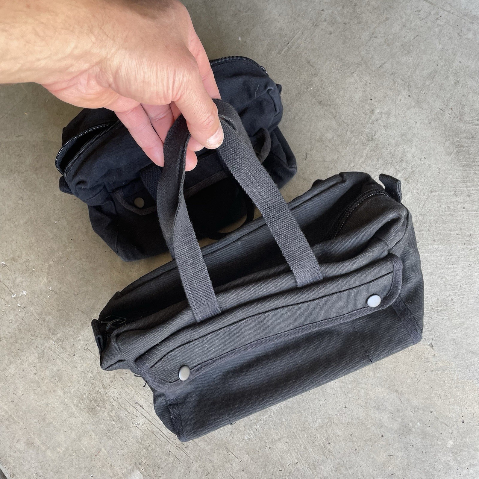 Lot of 2 Black Canvas Mechanics Military Style Tool Pouch Bags