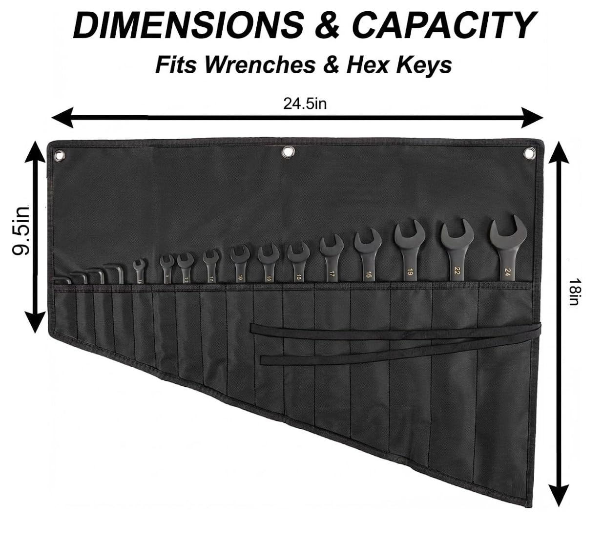 ZENSEWEN Wrench Roll Up Pouch, 16 Slot Heavy Duty Canvas Tool Organizer, Port…