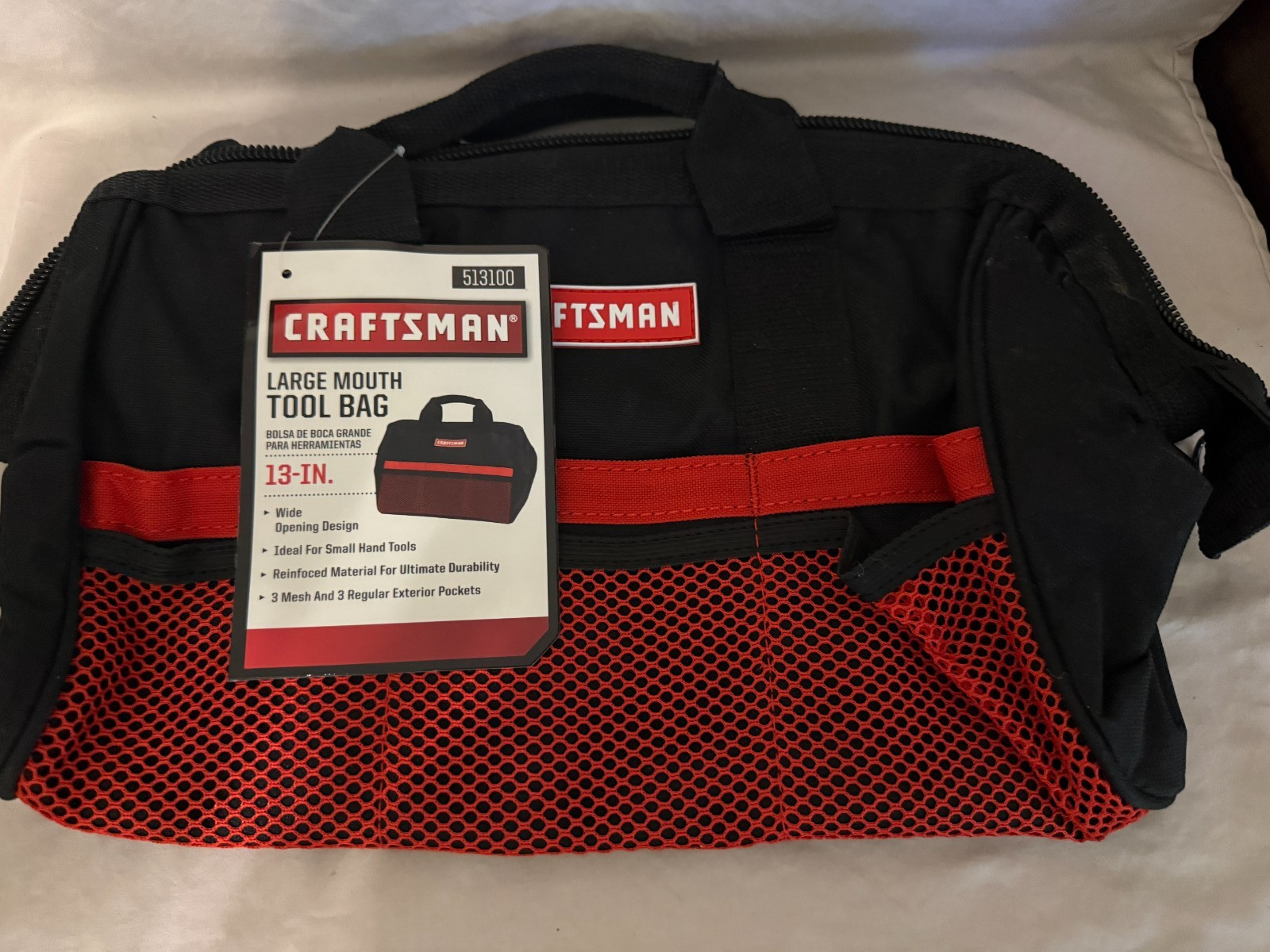 Craftsman 13 in. Wide Mouth Tool Bag 6 pocket Black/Red NWT