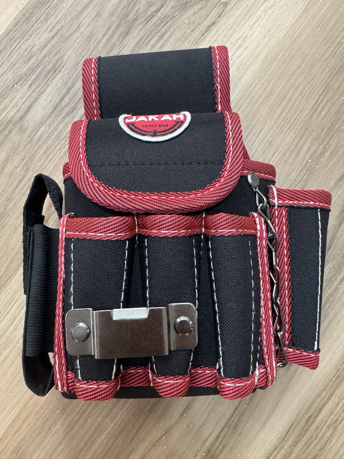 JAKAH Tool Pouch Belt Organizer Electrician Construction Utility Bag Red 22x22x7
