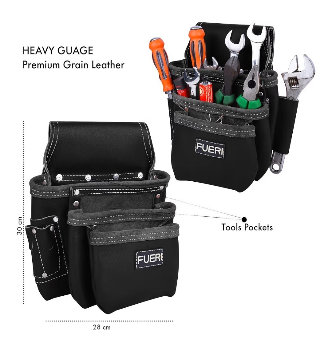 FUERI Full Grain Leather Tool Belts for Men Heavy Duty