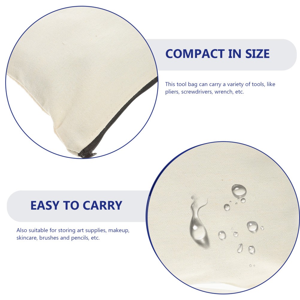 10Pcs Heavy Duty Beige Canvas Zipper Tool Pouch Portable Organizer for Tools