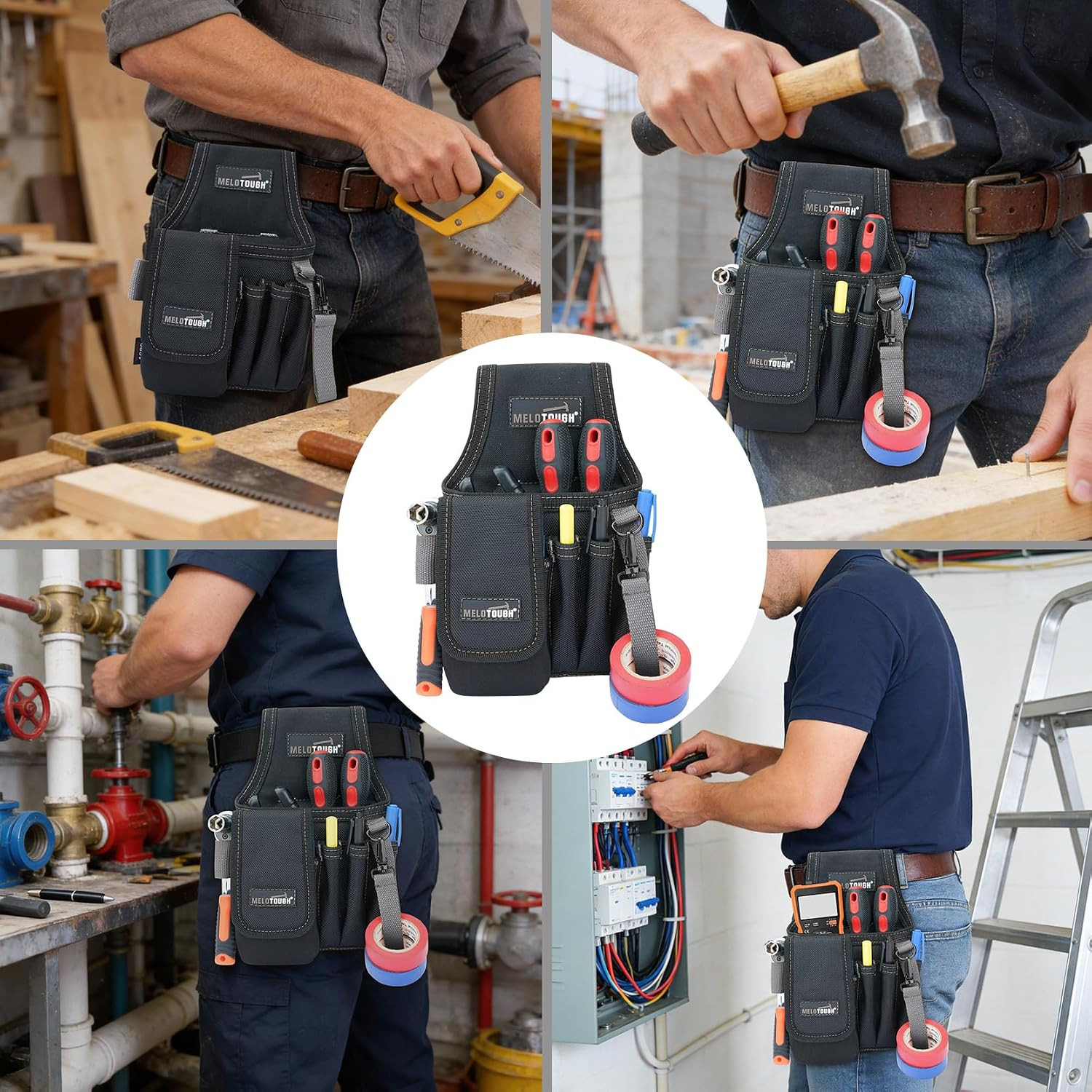 Small Tool Pouch with Belt Clip, Mini Electrician Work Pouch