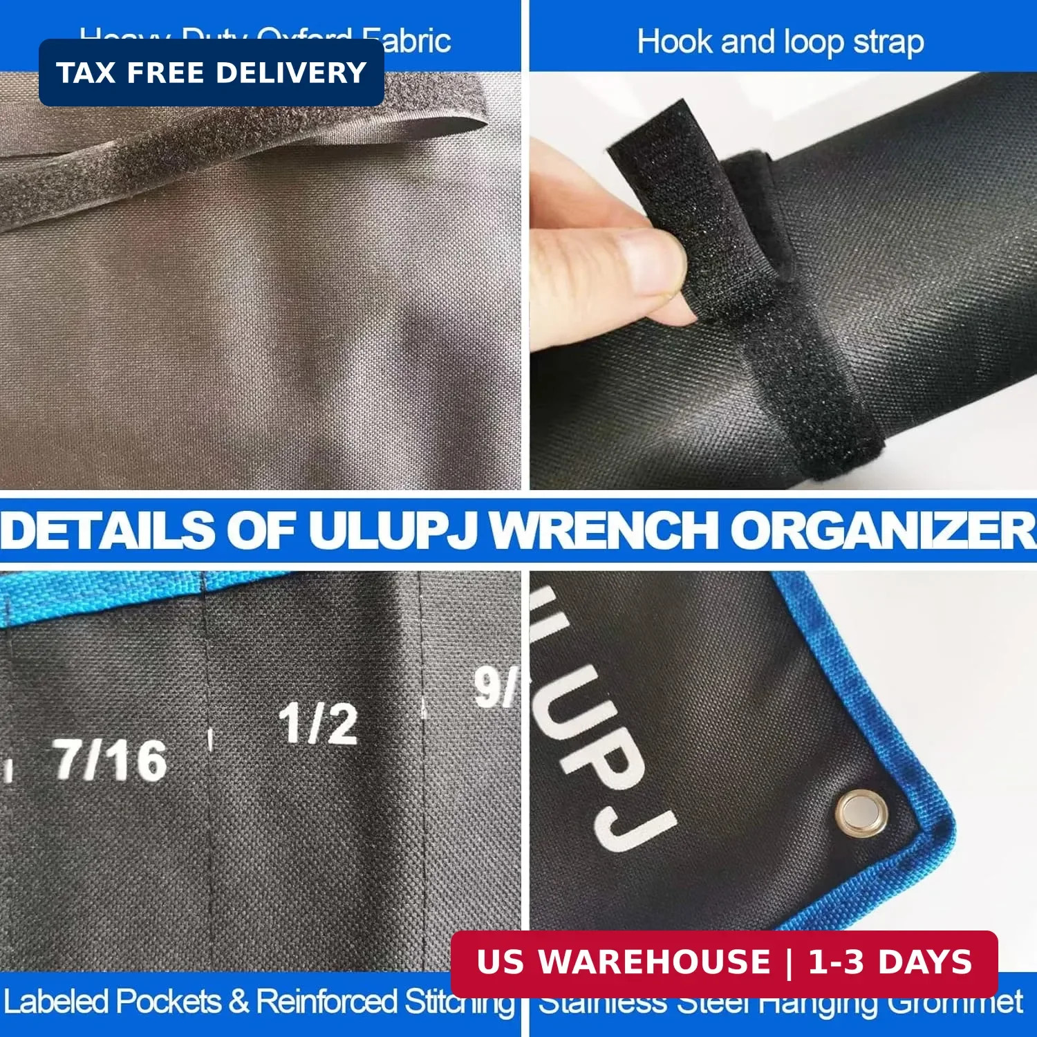 2PCS Wrench Roll, Wrench Roll Up Pouch, Wrench Organizer, Heavy-Duty Tool Pouch