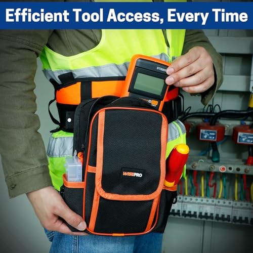 Zippered Electricians Tool Pouch, 1680D Technician Tool Bag with Handle, Small