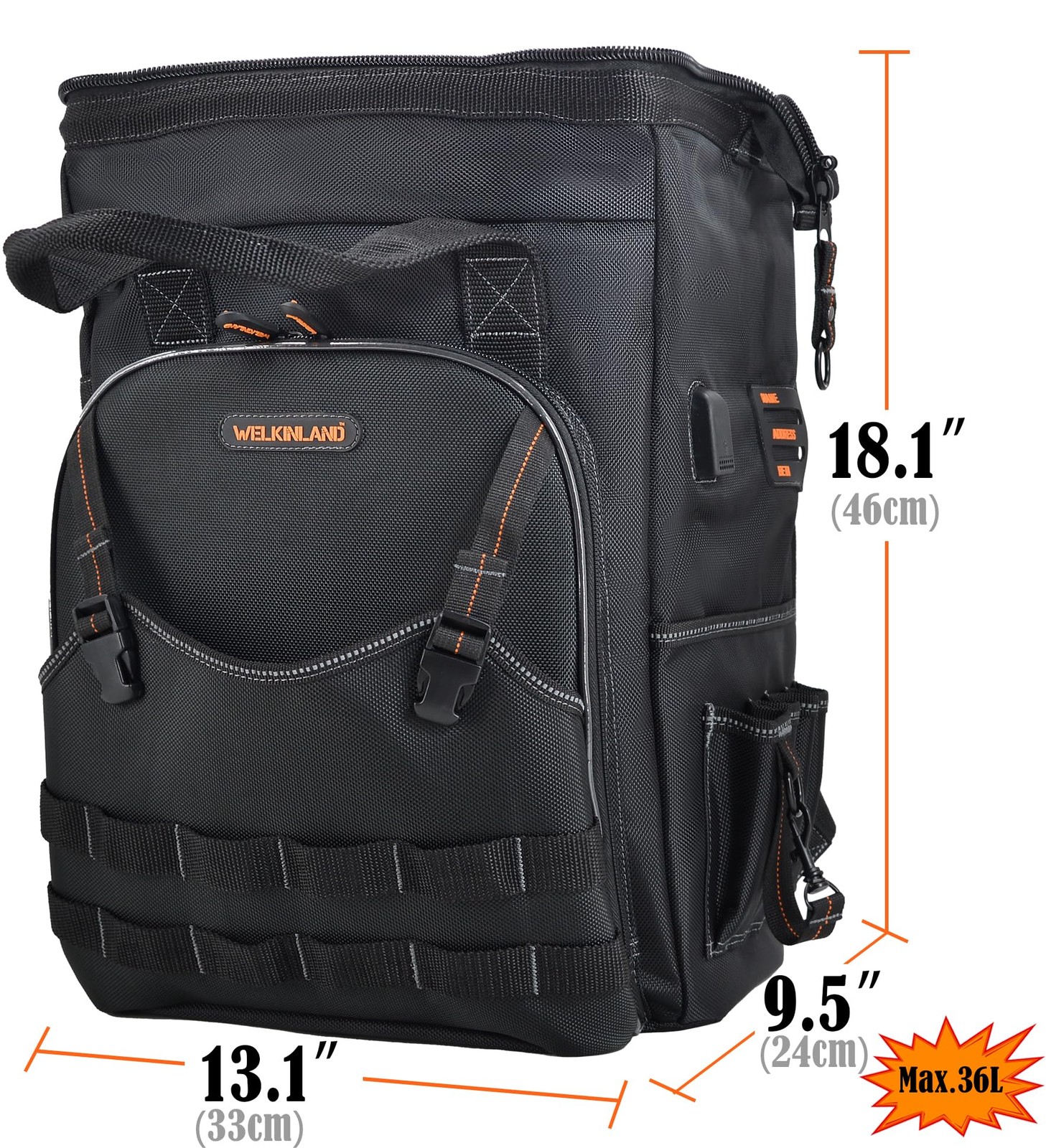 WELKINLAND 55-Pockets Tool backpack, Tool bag backpack, Backpack tool bag, To…