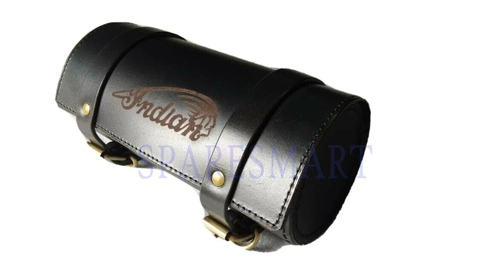 Pure Leather Engraved Tool Bag For Indian Chief Motorcycles in Black Color