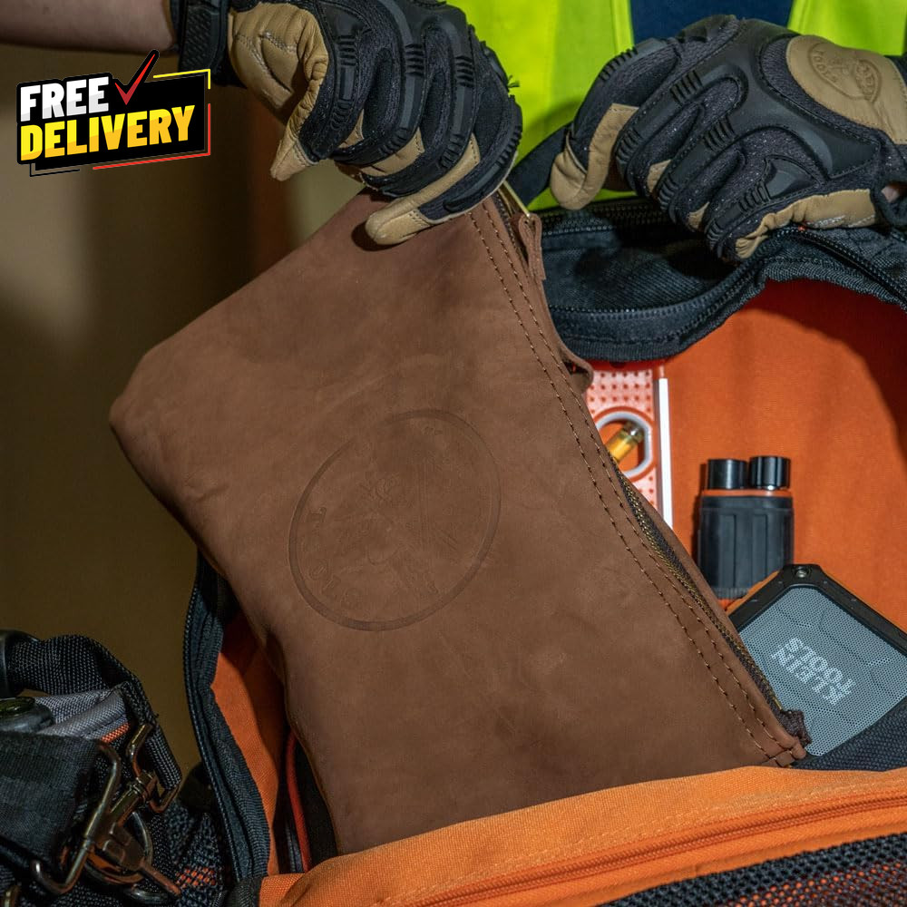 5139L Zipper Bag Top-Grain Leather Tool Pouch with Strong Zipper Close 12-1/2
