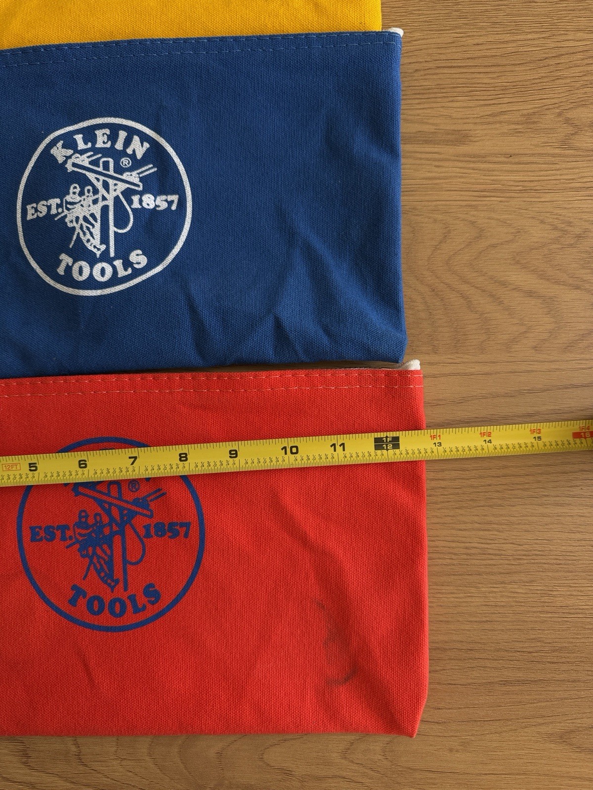 Klein Tools Zipper Canvas Tool Bags Pouches Lot of 3 Red Blue Yellow 16”