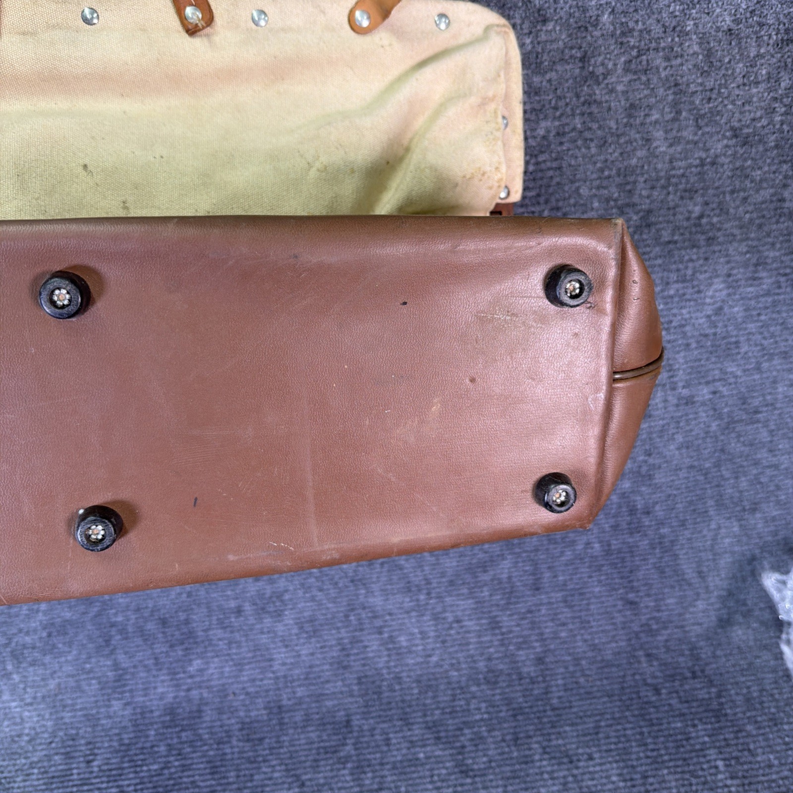 Vintage Klein Tools Bag 5102-20 Heavy Canvas Leather Lineman Storage Tote USA