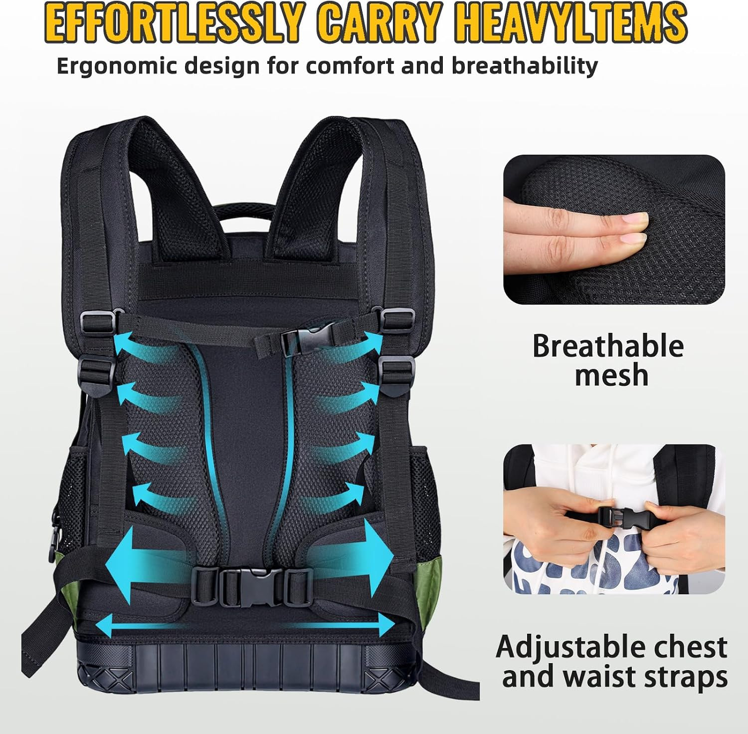 Tool Backpack Heavy Duty, Tool Bag Backpack for Men, Large Empty Toolbag Organiz