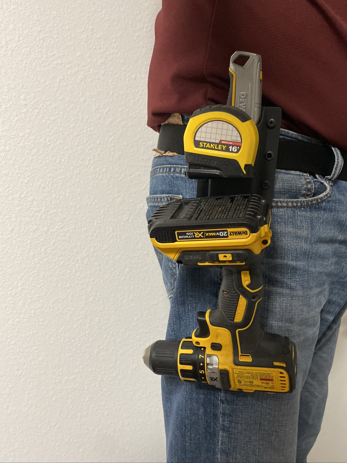 Utility knife holster and tool pouch. Cordless Drill Holster / Hanger. KYDEX.