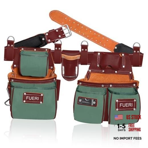 Electrician’s Heavy Duty Tool Belt for Green & Maroon Comfortable Tool Belt