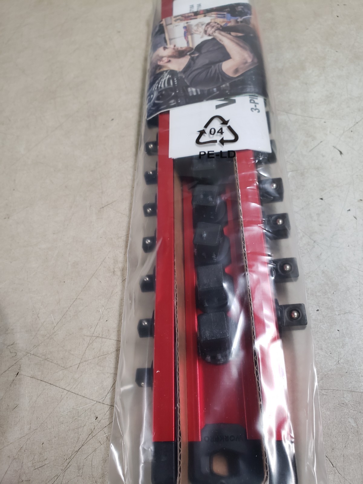 WORKPRO Magnetic Socket Organizer Set, 3 Pieces-1/4″, 3/8″, & 1/2″ DR, Red