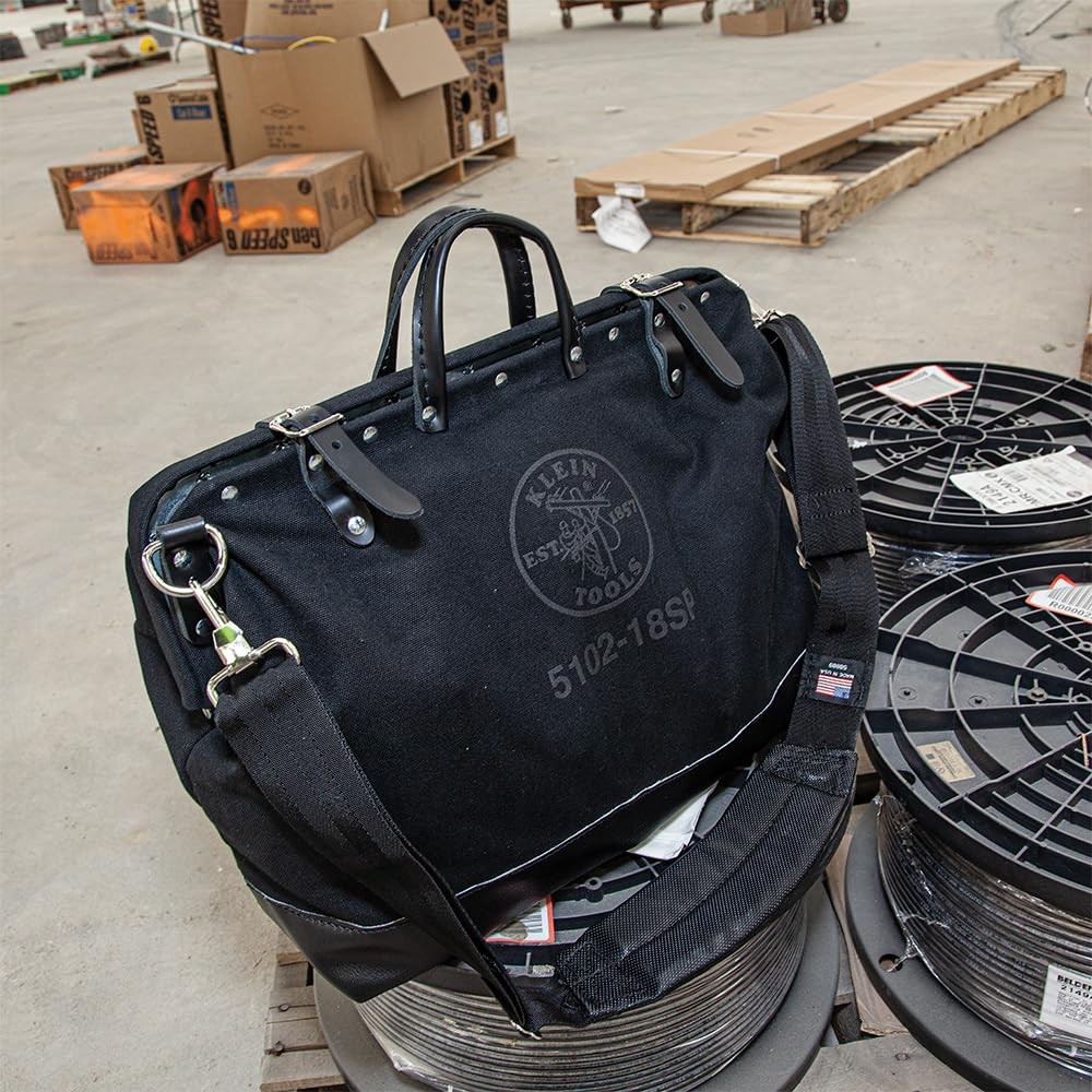 Klein Tools 18 Inch Black Portable Tool Box Heavy Duty Canvas Tote Bag