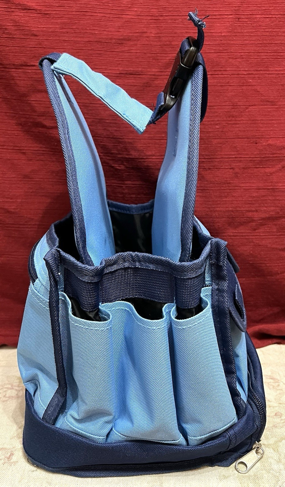 Light Blue/Navy Unisex Mini Open Tool Bag Polyester Zip Multi-Pocket