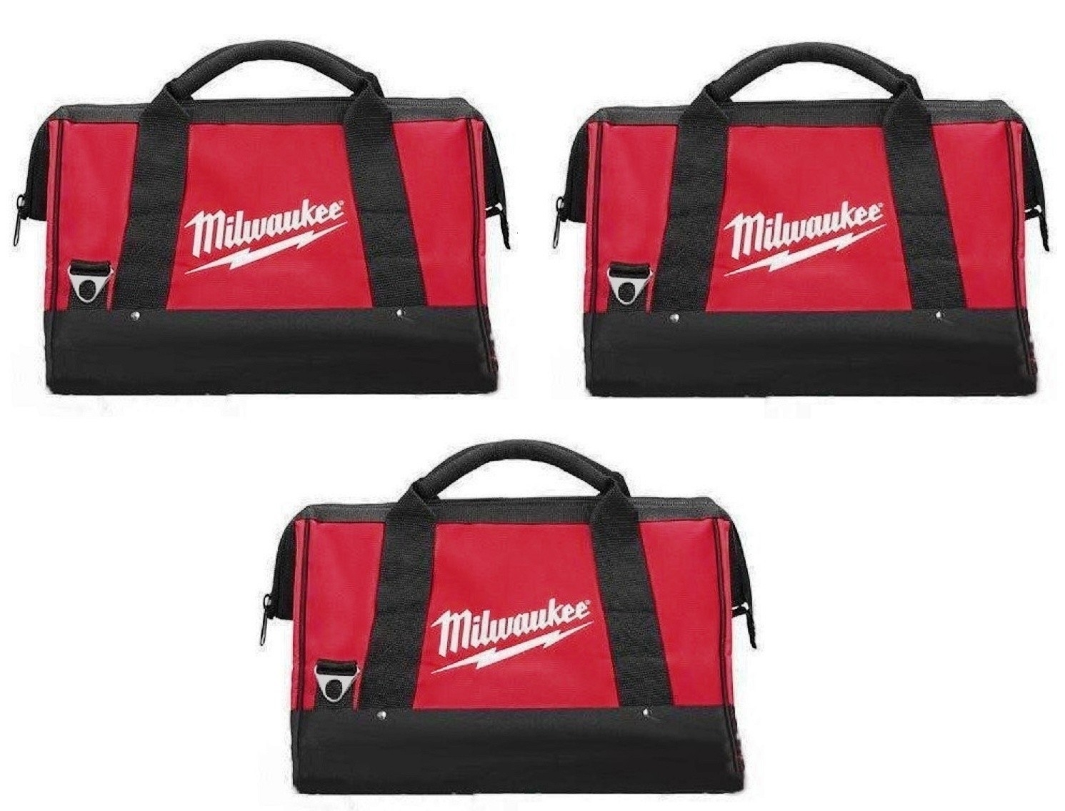 3 New Milwaukee M18 — 16” x 10” x 11” Heavy Duty Contractors Tool Bags