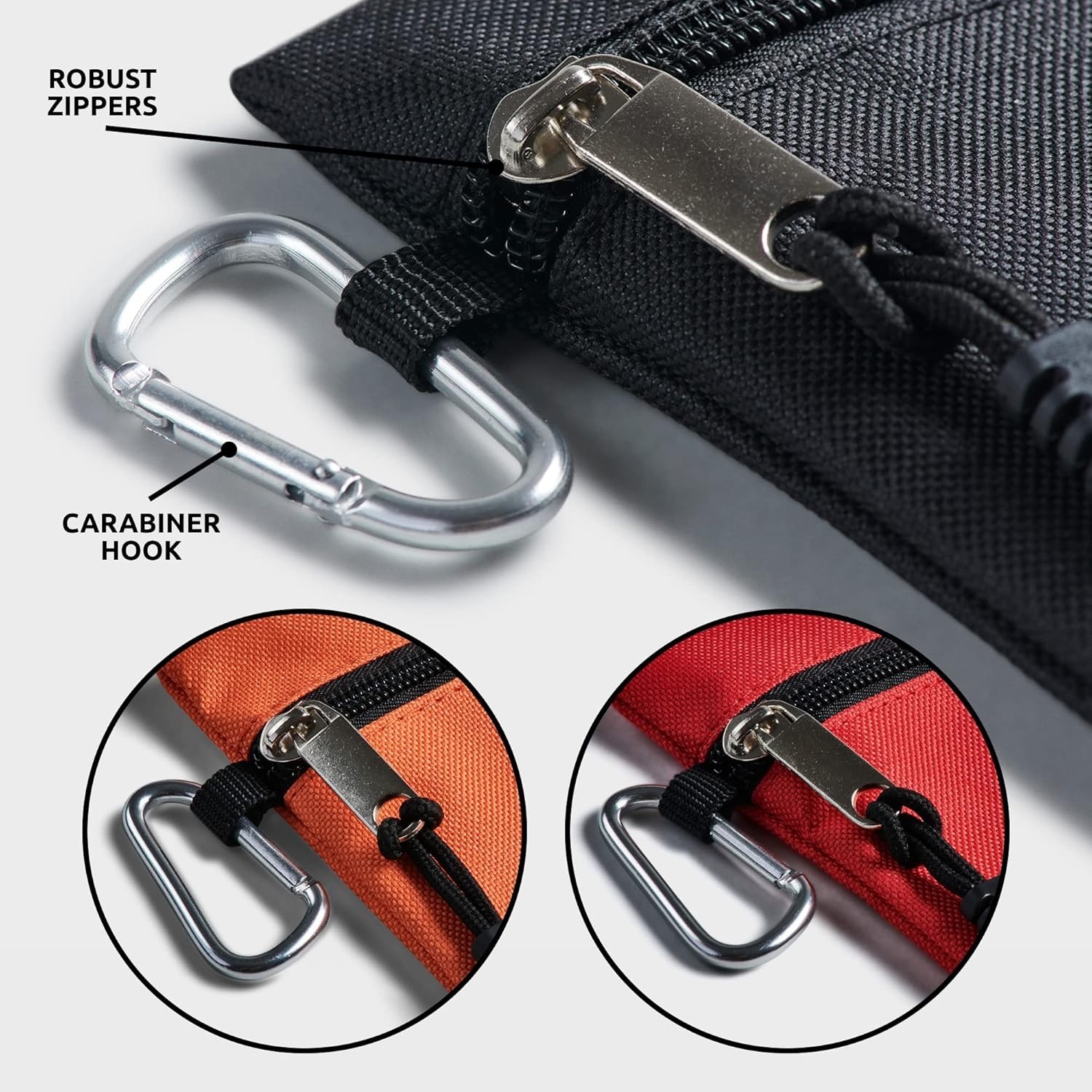 Heavy Duty Tool Pouch Bag Organizers with Carabiner Set of 3 colors New