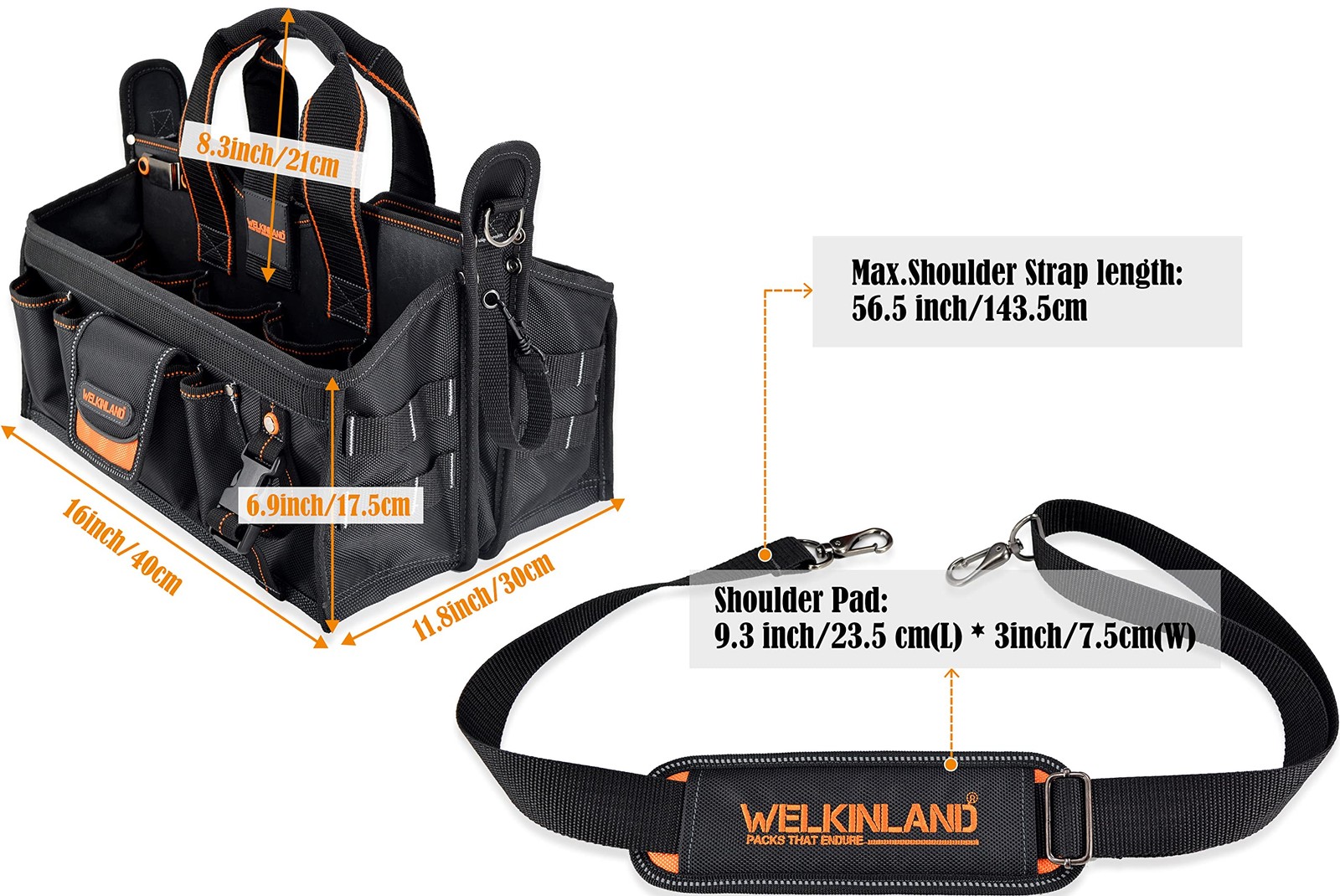 19-POCKETS Tool tote, Tool bag organizer, Electrician tool bag, HVAC tool bag,