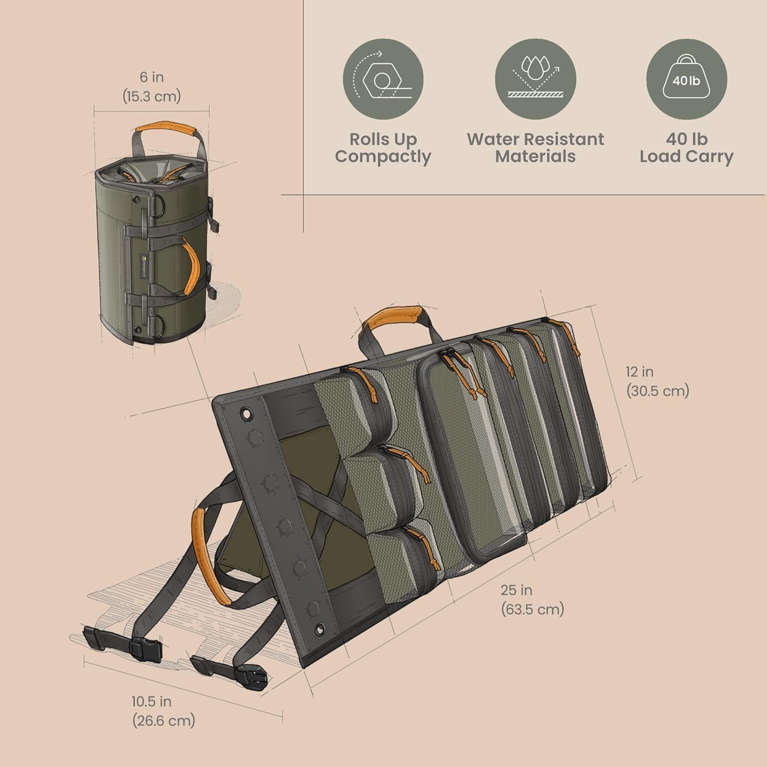 Heavy Duty Roll-Up Tool Bag with Kickstand & 7 Pockets for Easy Access