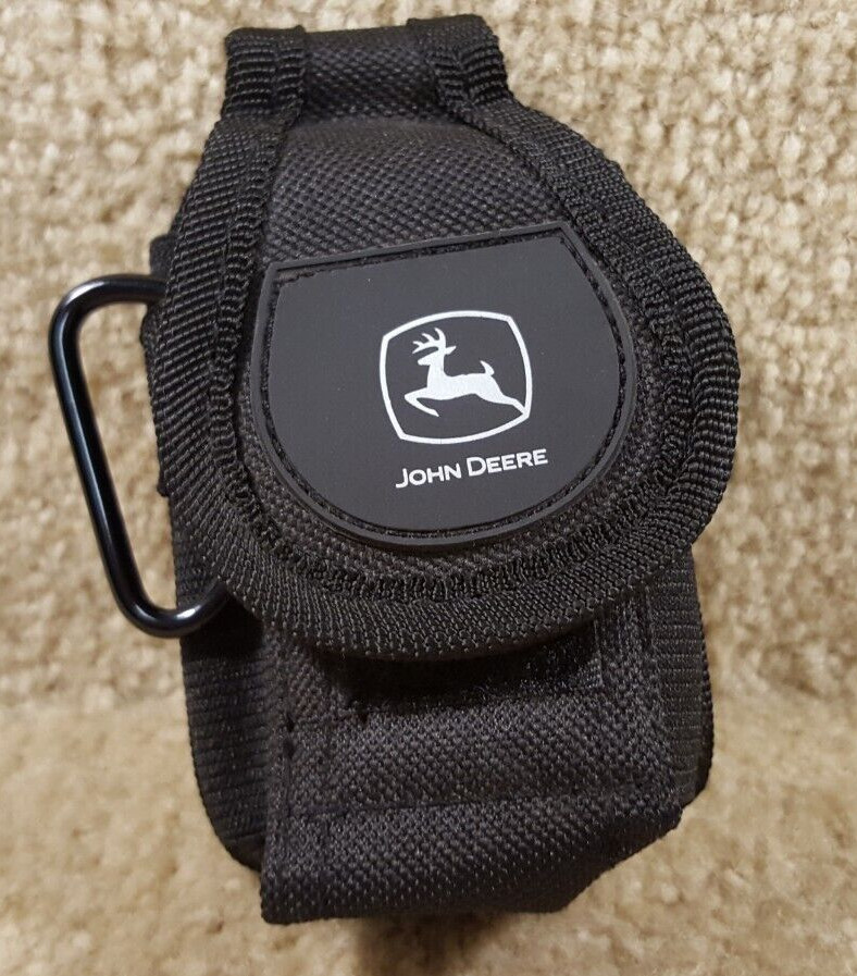 Black W/Silver Logo John Deere Tool Pouch Belt Clip Holster Hook & Loop Pocket