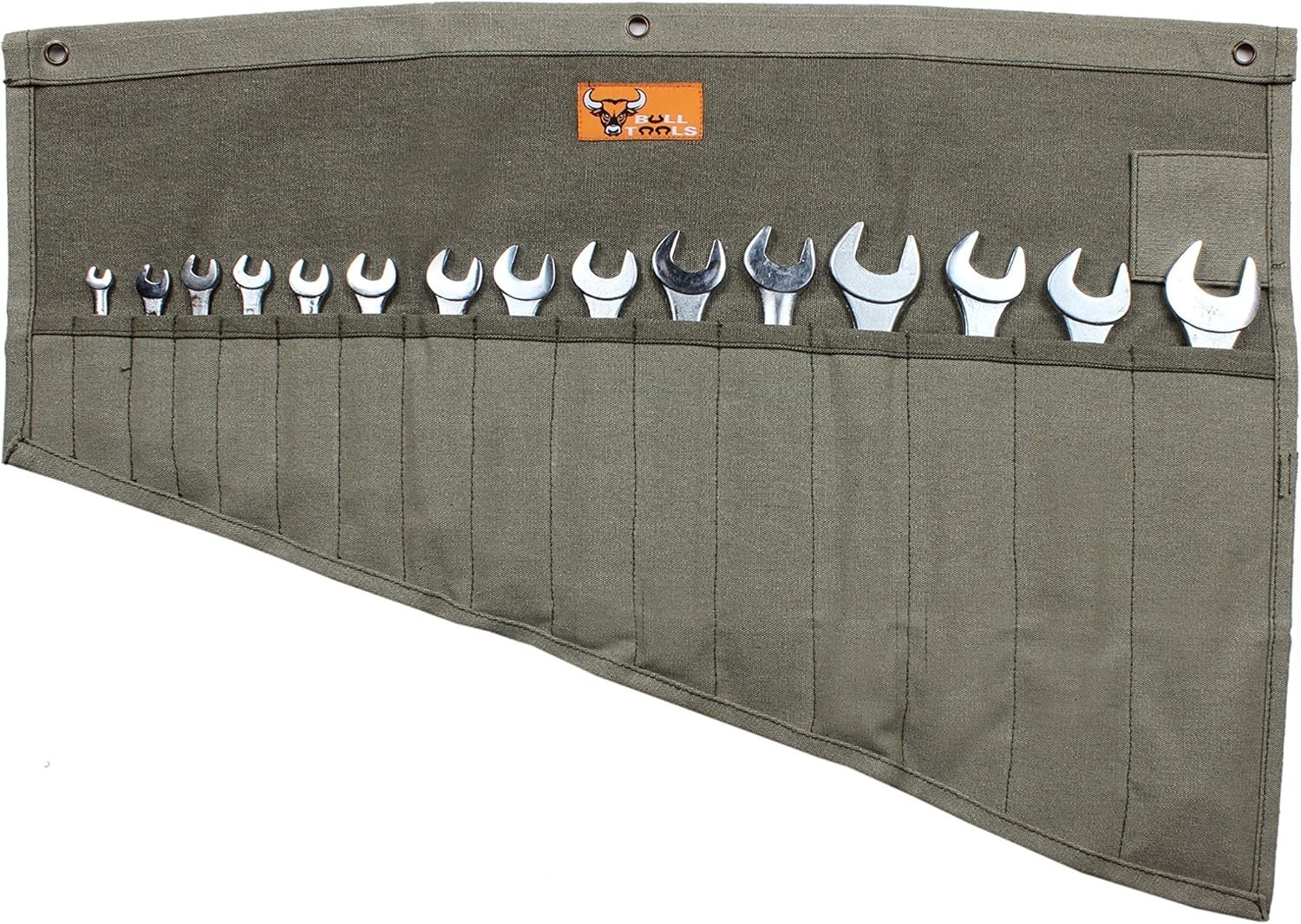 Roll Up Tool Bag Organizer 16 Pockets Metric & SAE Wrench Organizer Heavy Dut..,