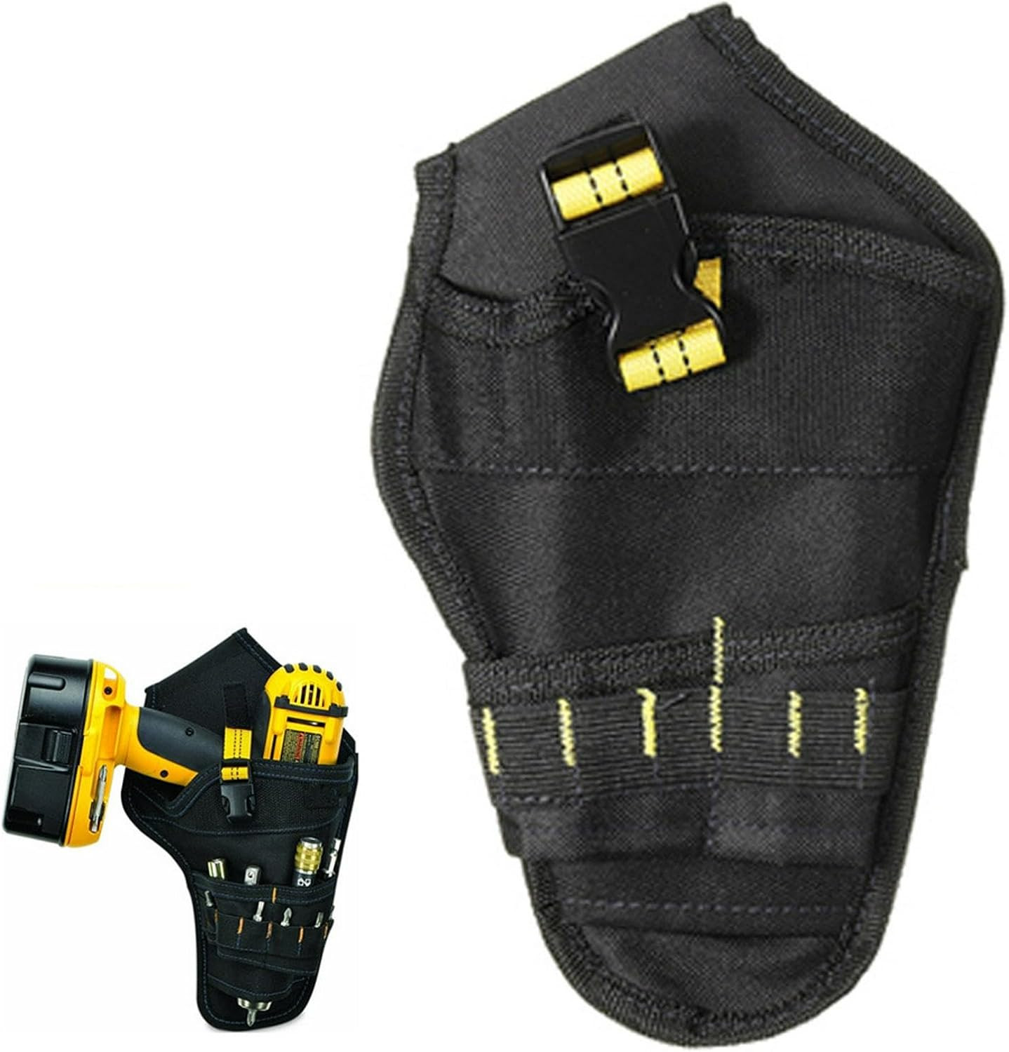 Heavy-Duty Fast Draw Drill Holster with Tool Pouch for Most Drills
