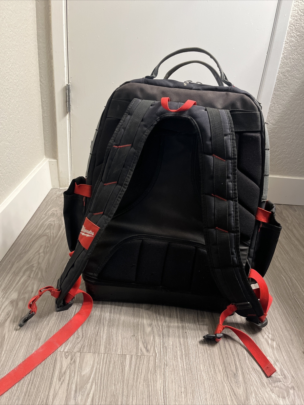 Milwaukee 48-22-8201 48-Pocket Hard Molded Ultimate Jobsite Backpack, Black/Red