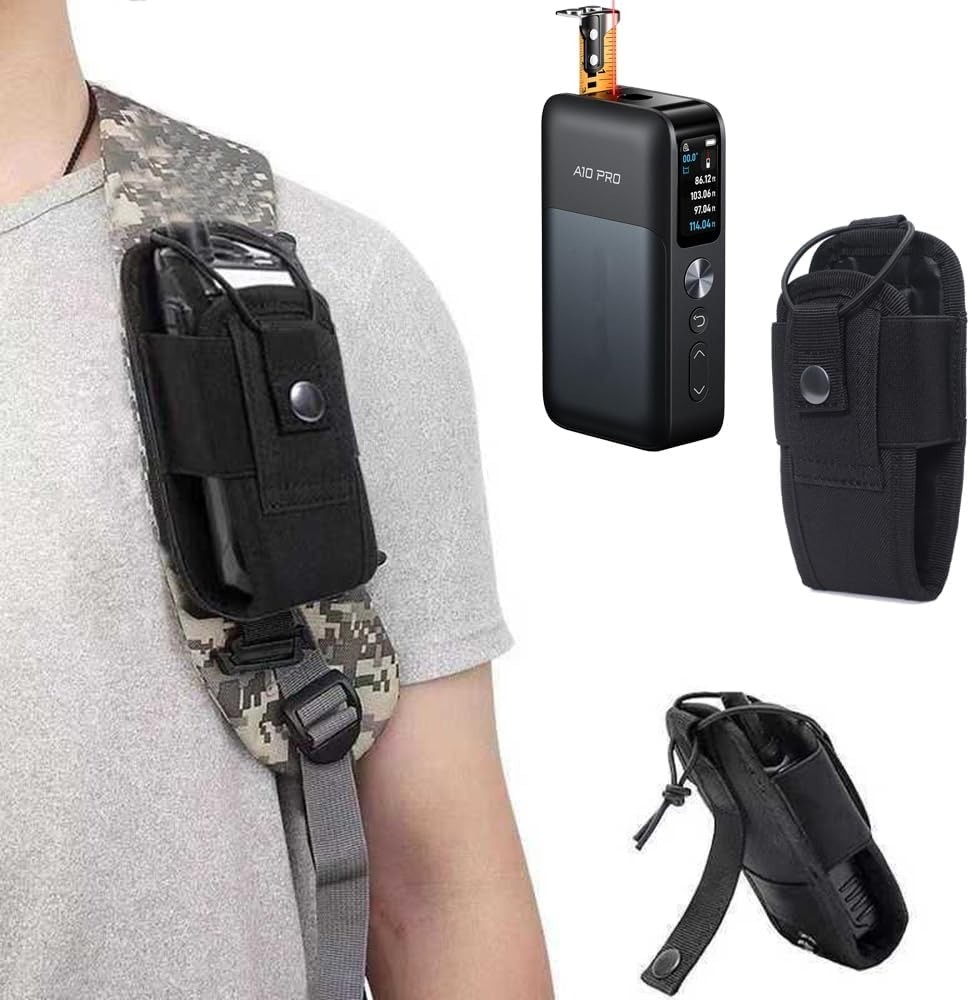 Tactical Nylon Walkie Talkie & Laser Measure Tool Pouch Holster with Belt Loop