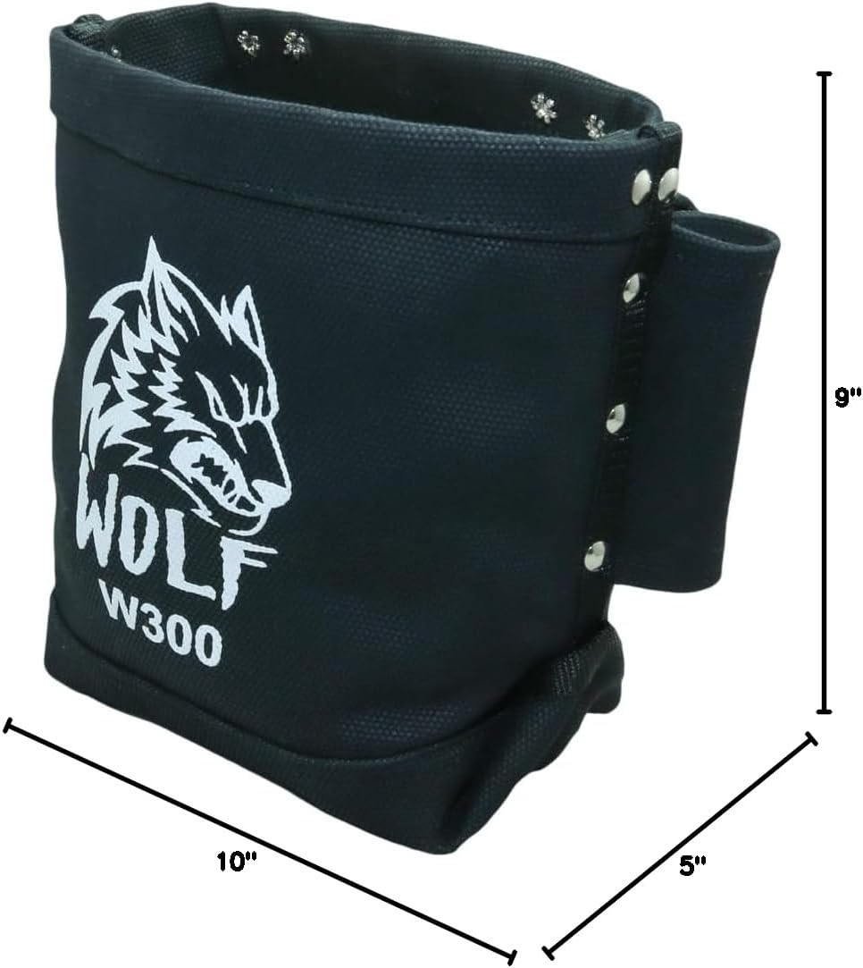 Wolf Black Canvas Tool Pouch, Tunnel Belt Loop, Bull Pin Loops & Bolt Bag Tote