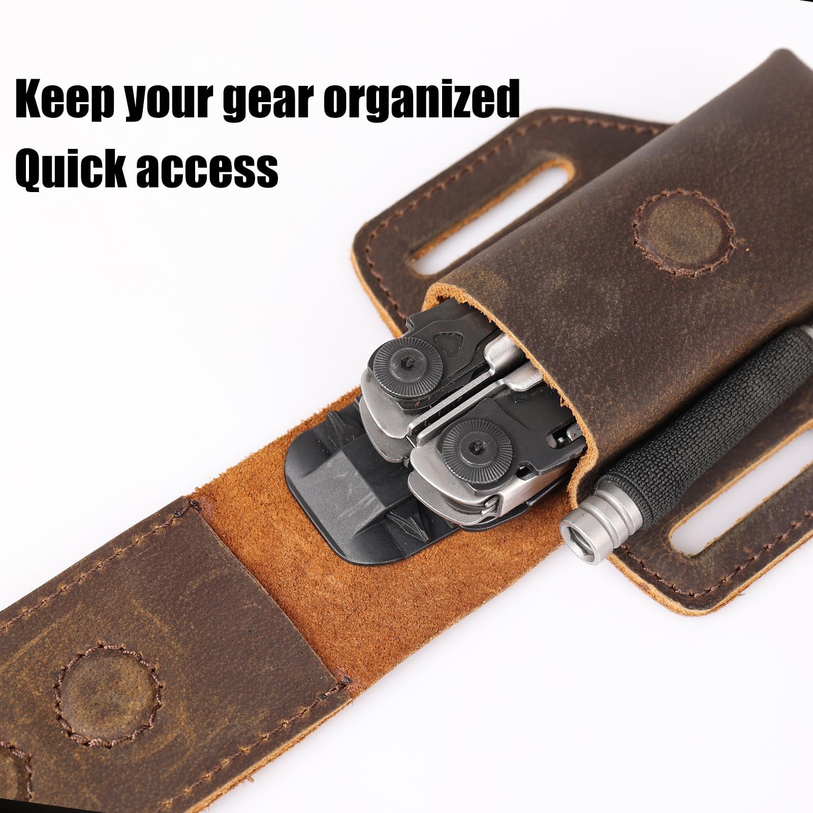 Topstache Leather Multitool Sheath for Belt – Holder – Darkbrown