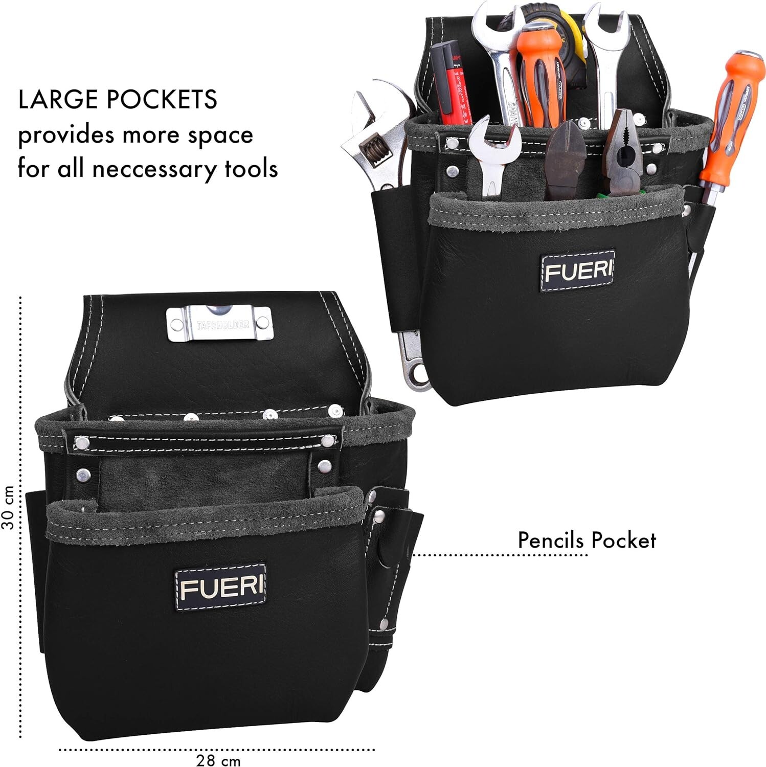 FUERI Tool Pouch Framers Combo Tool Belt Set, Multipurpose 17 Pocket Work Belt