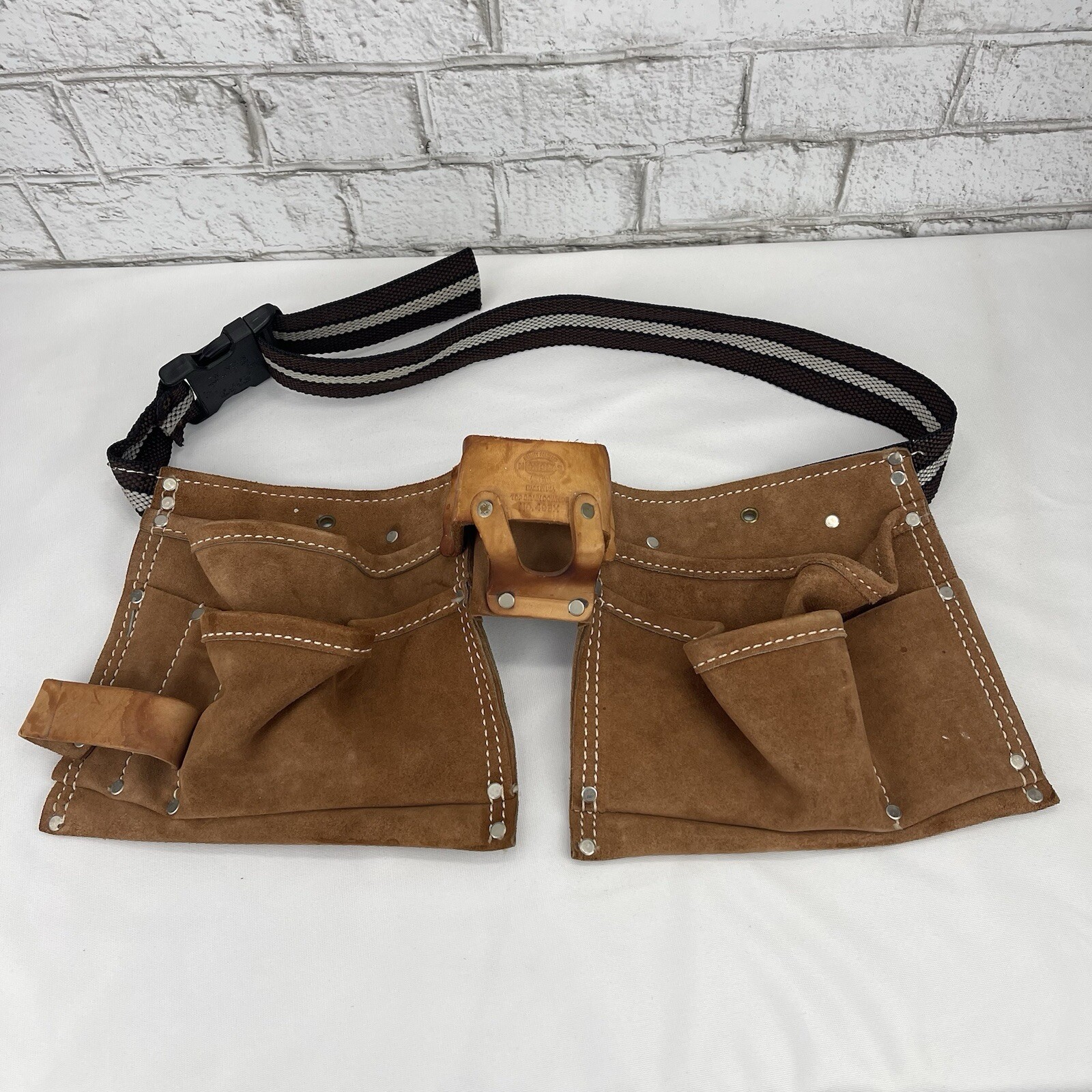 Vintage Nicholas Top Grain Leather Split Cowhide Adjustable Tool Belt #493X