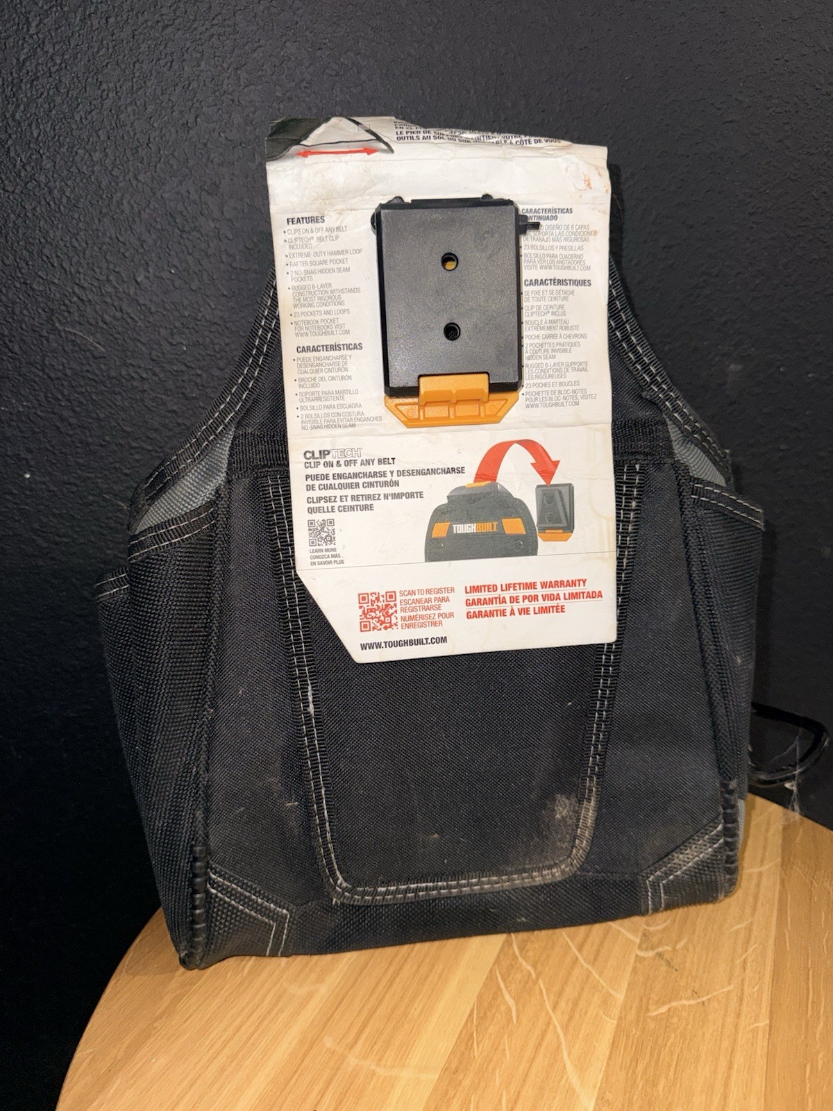 Toughbuilt ClipTech Carpenter Tool Pouch Framer Made In USA Pockets Work Black