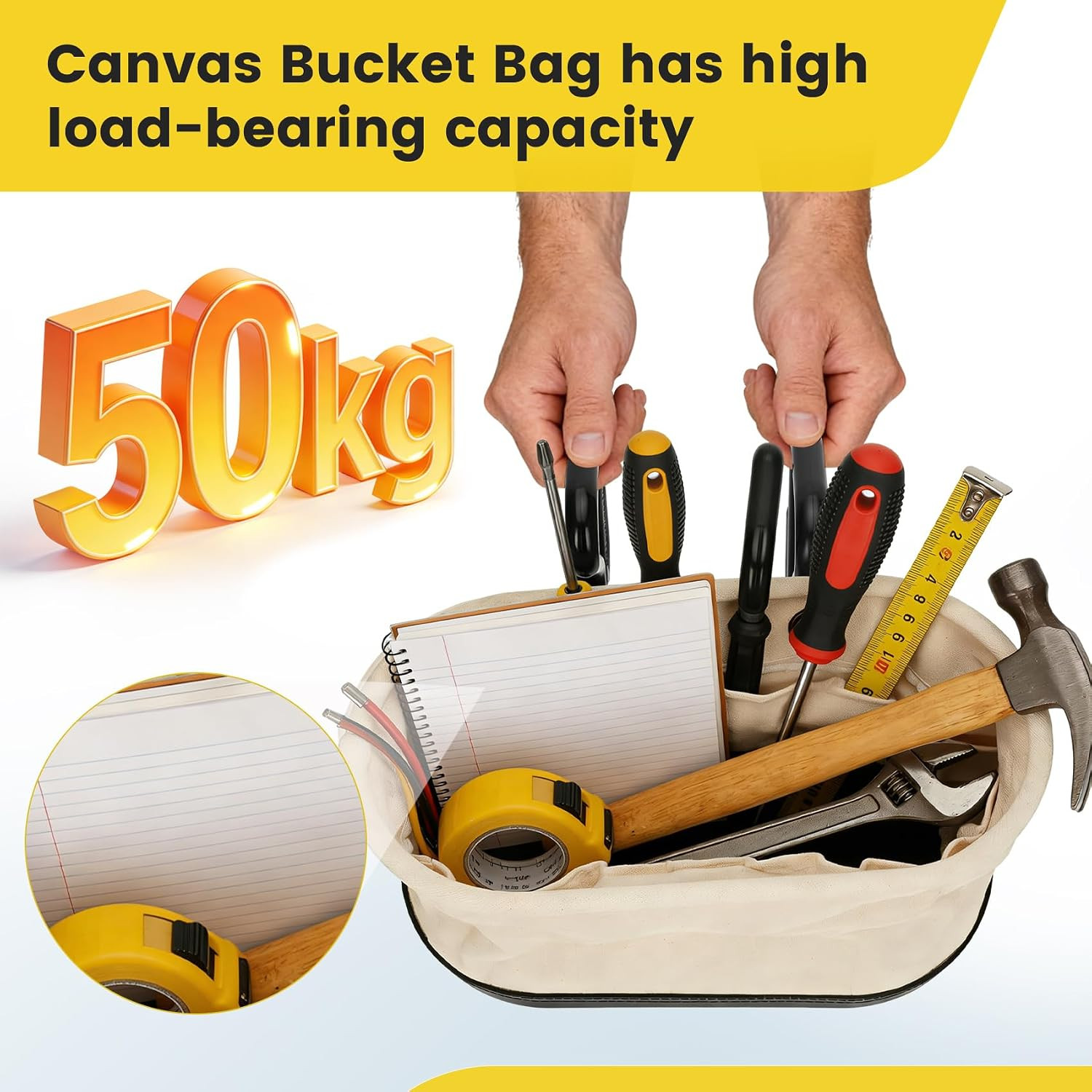 Versatile Oval Tool Bag with 15 Pockets for Electricians & DIY Projects