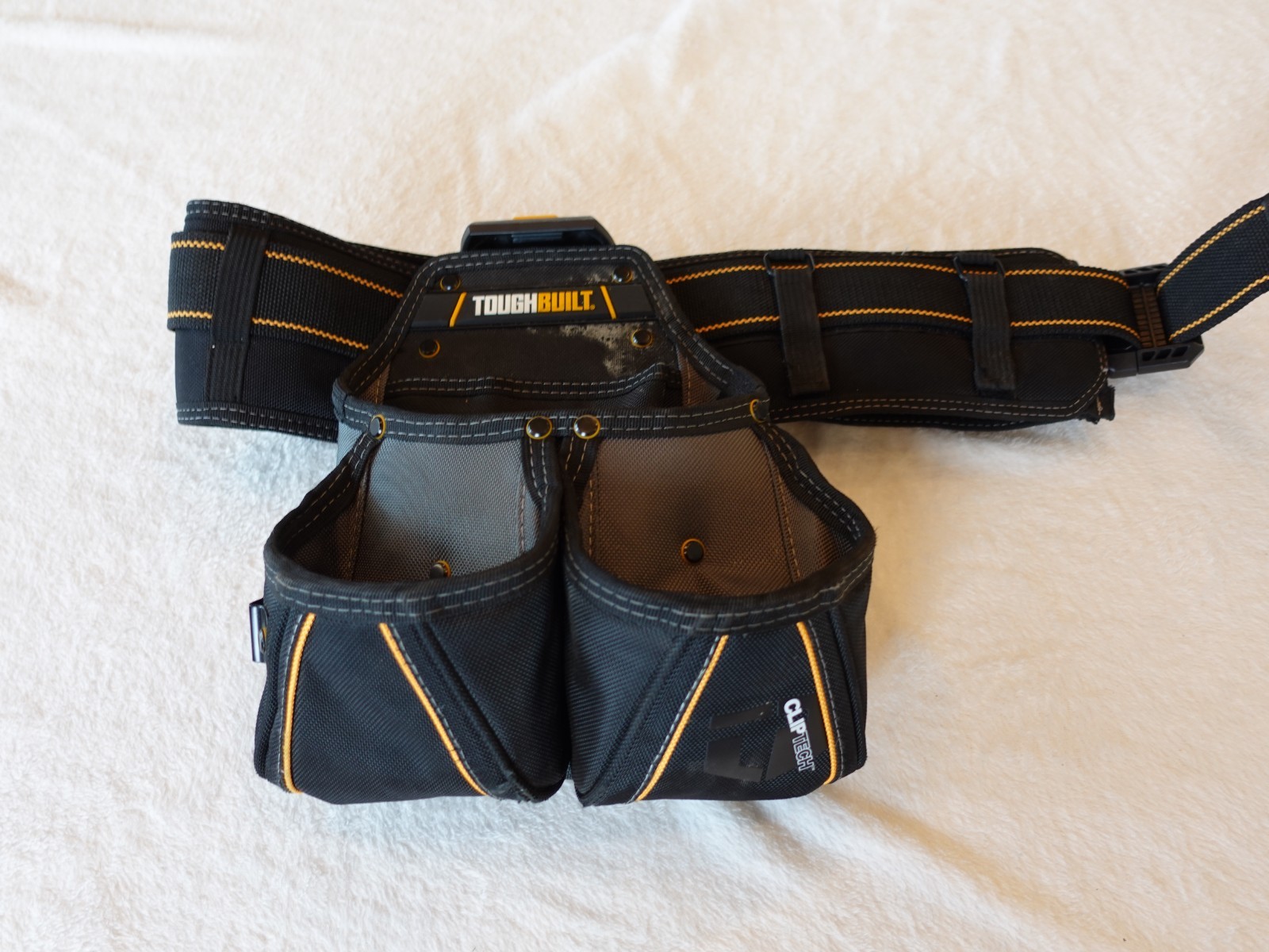 TOUGHBUILT Padded Tool Belt + 3 Utility Pouch Bags Electrician Handyman Workwear