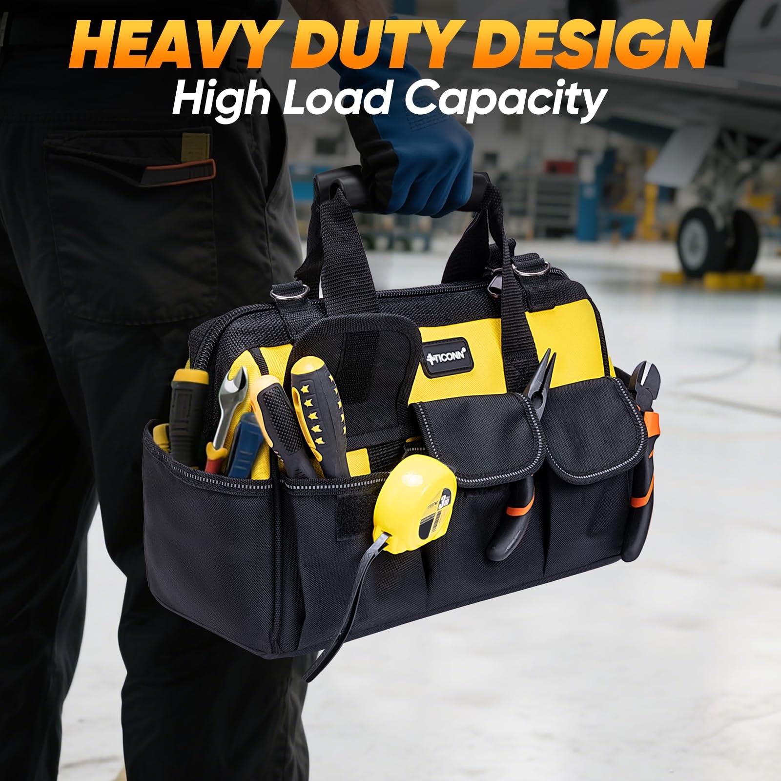 Heavy Duty Tool Bag with Multi-Pockets, Portable Tool Box Organizer Storage B…