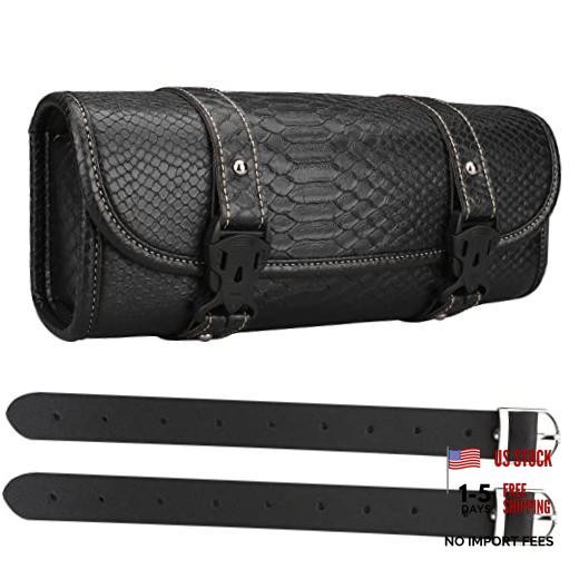 Motorcycle Tool Bag, Motorcycle Fork Bag PU Leather Large Black Crocodile