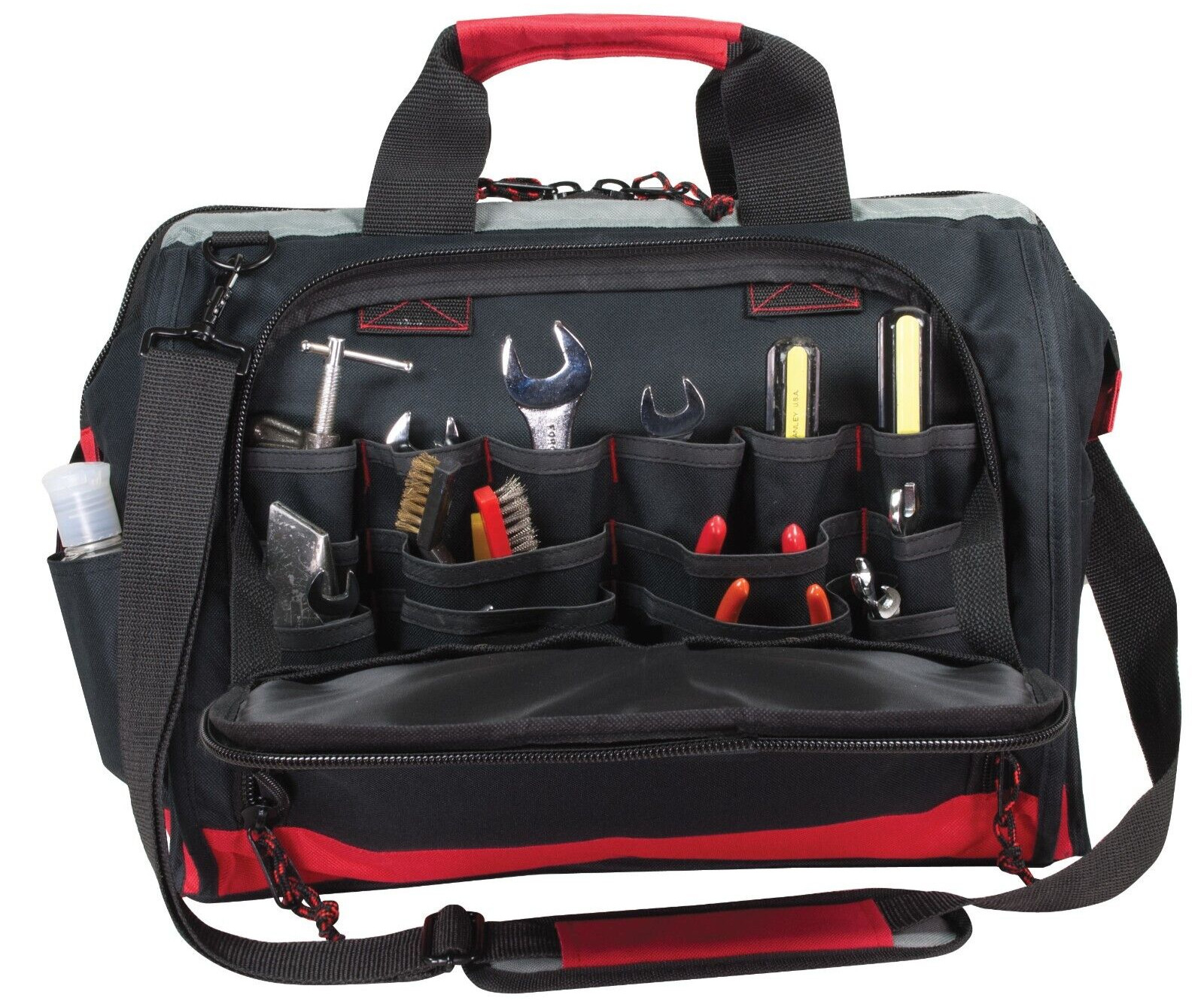 Wide Mouth TOOL BAG – 16″ inch Black/Red/Grey DELUXE