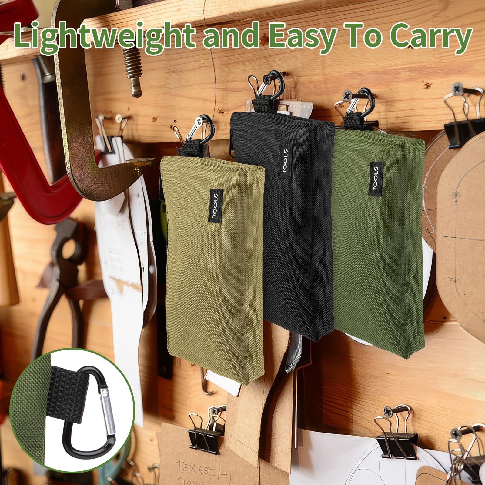 3 Pack Premium Tool Pouches Zipper Bag, 8 in Small Tools Bags with Carabiner,…
