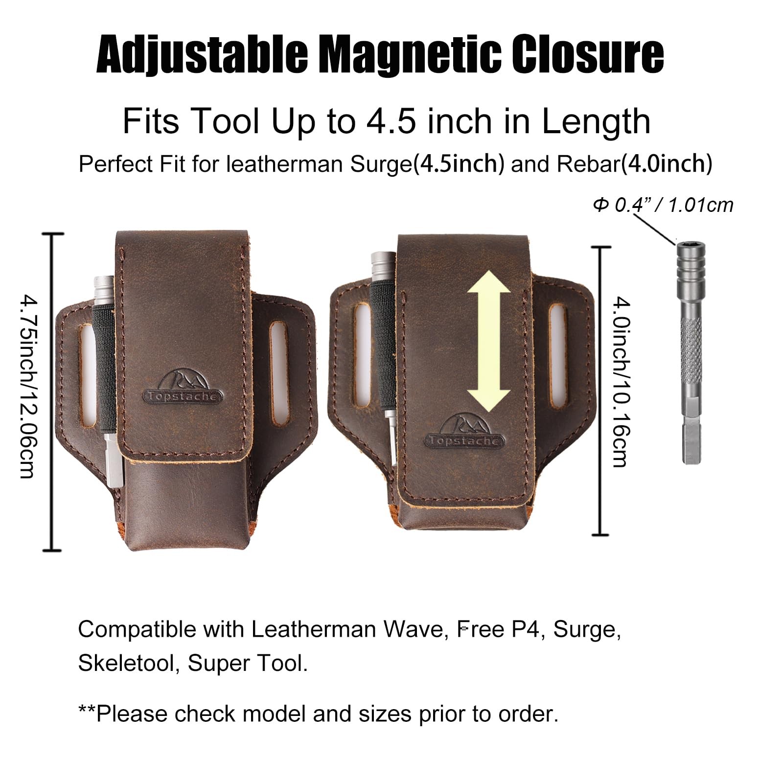 Topstache Leather Multitool Sheath for Belt – Holder – Darkbrown