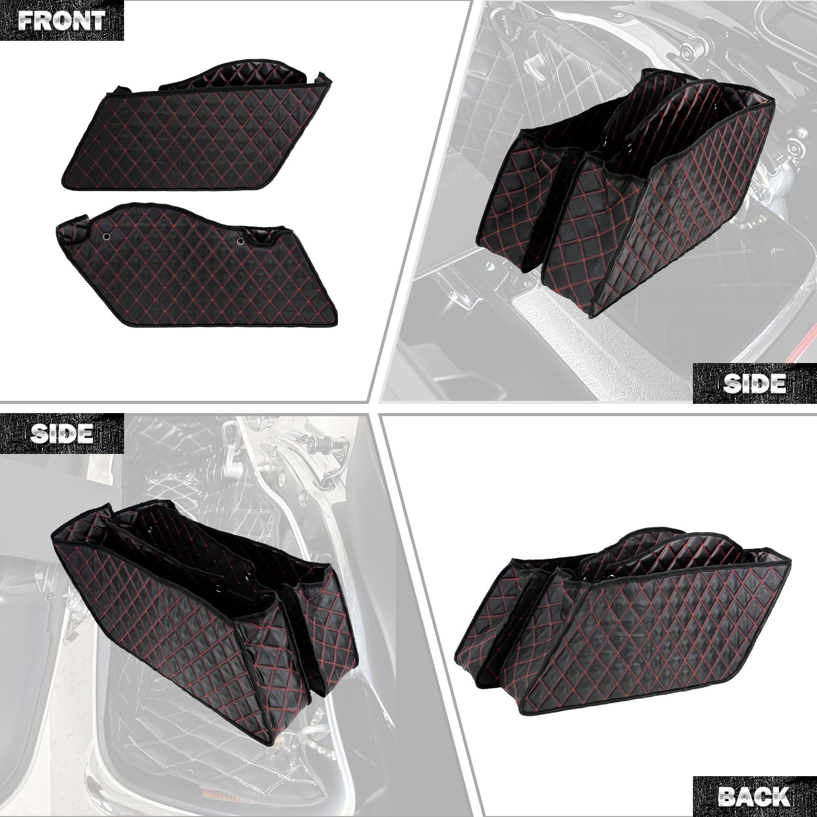 Non-Stretched Saddlebag Liners Inserts Red Thread with Harley Touring Electra…