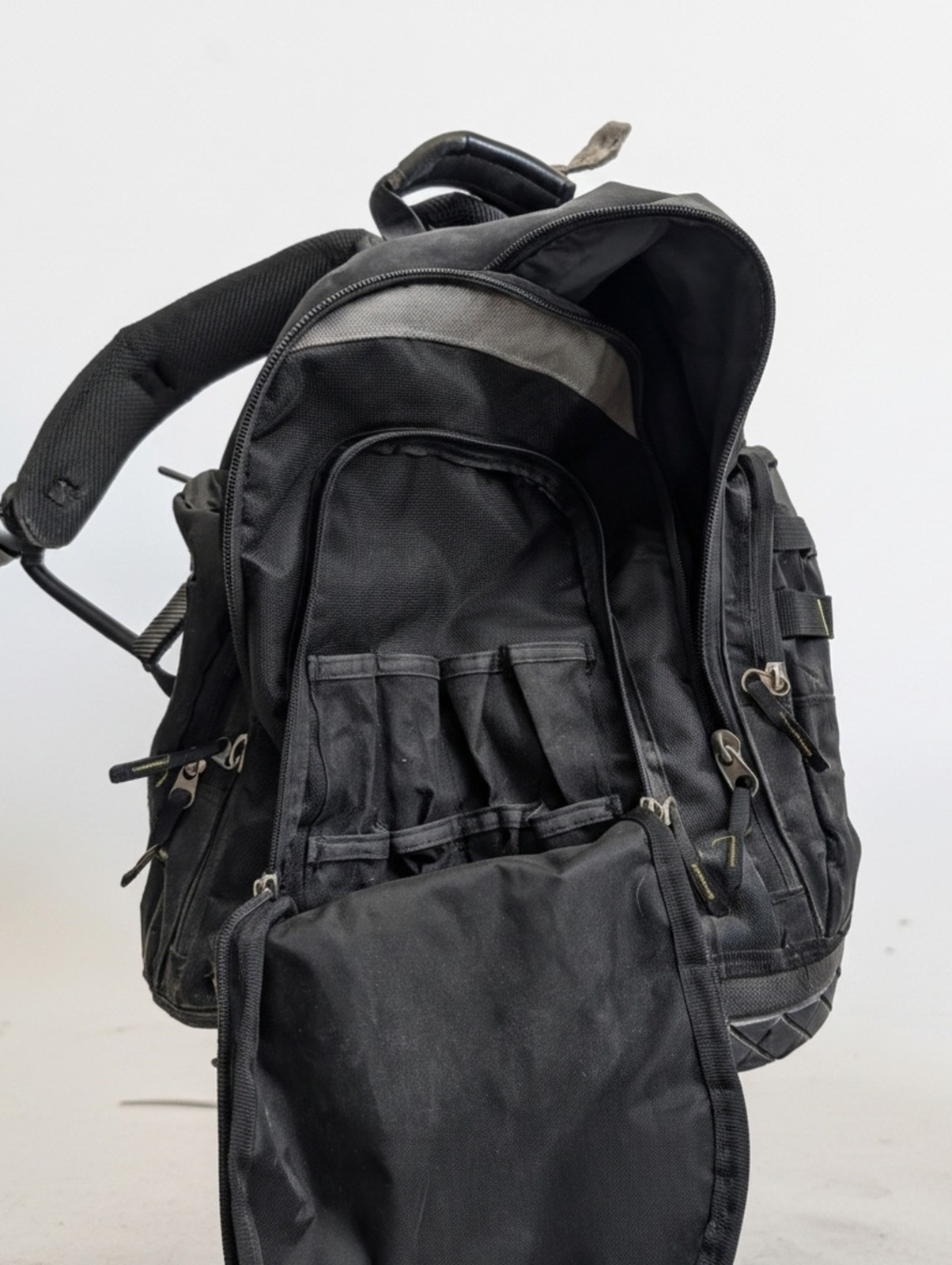 AWP HP Black Polyester Tool Backpack with Handle, Organizer Tool Pockets