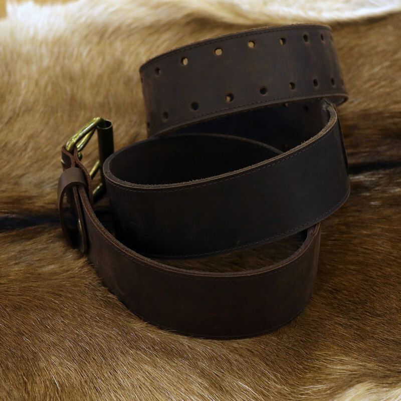 TOURBON Leather Tool Carry Workshop Waist Belt 2″ Double Roller Buckle Rig Belt