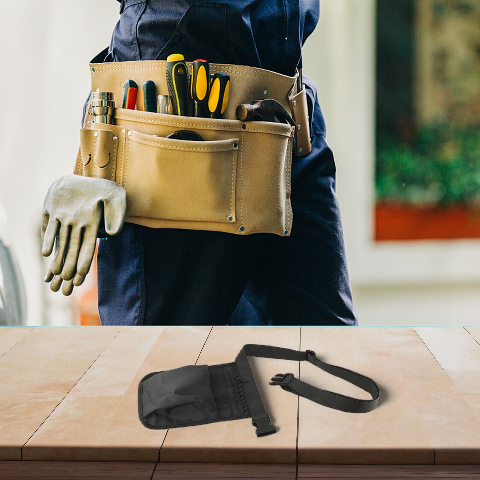 Adjustable Tool Waist Bag Featuring Waterproof Fabric and Resistant Design