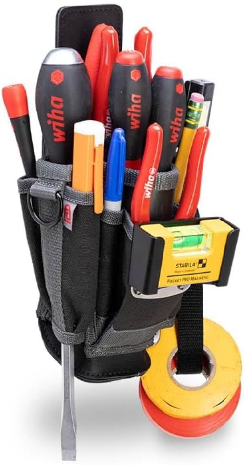 Pro Pac MP1X Leather Tool Pouch: Compact Organizer for Electricians & DIYers