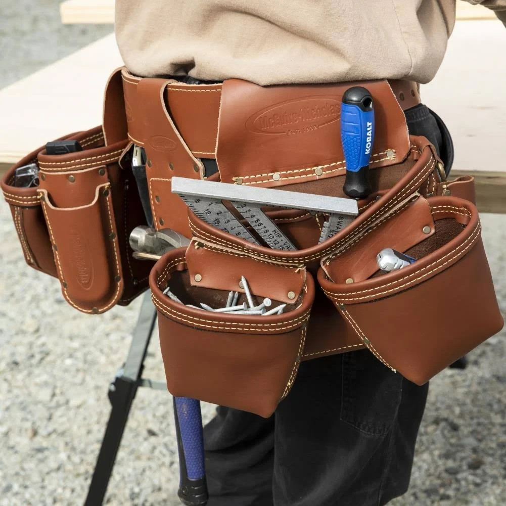 NEW Masters McGuire-Nicholas 1DM-527-M-2 Brown Leather Rig Tool Belt 52.5″ 2-Bag