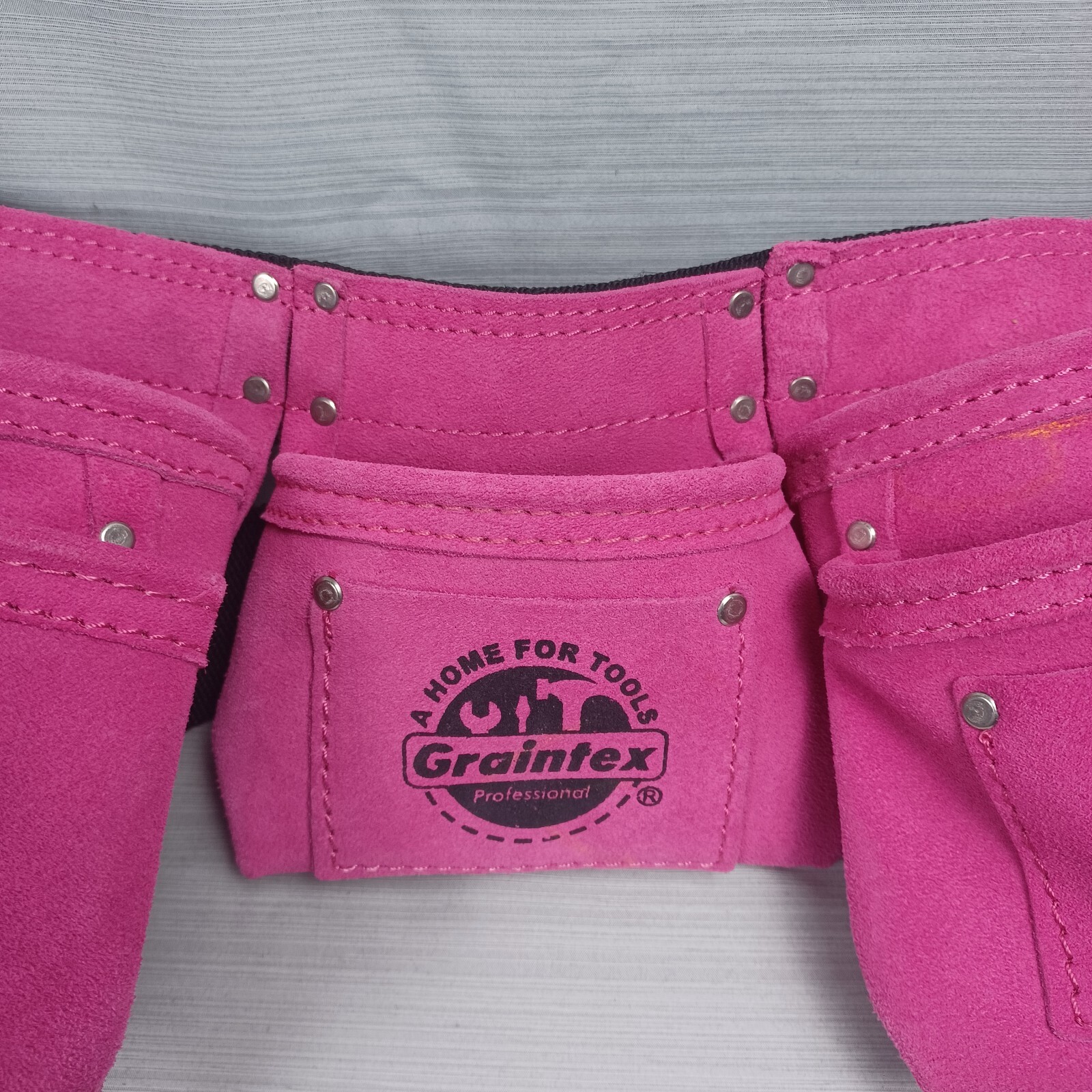 Graintex Pink Suede Leather Tool Belt Pouch 14 Pocket Womens