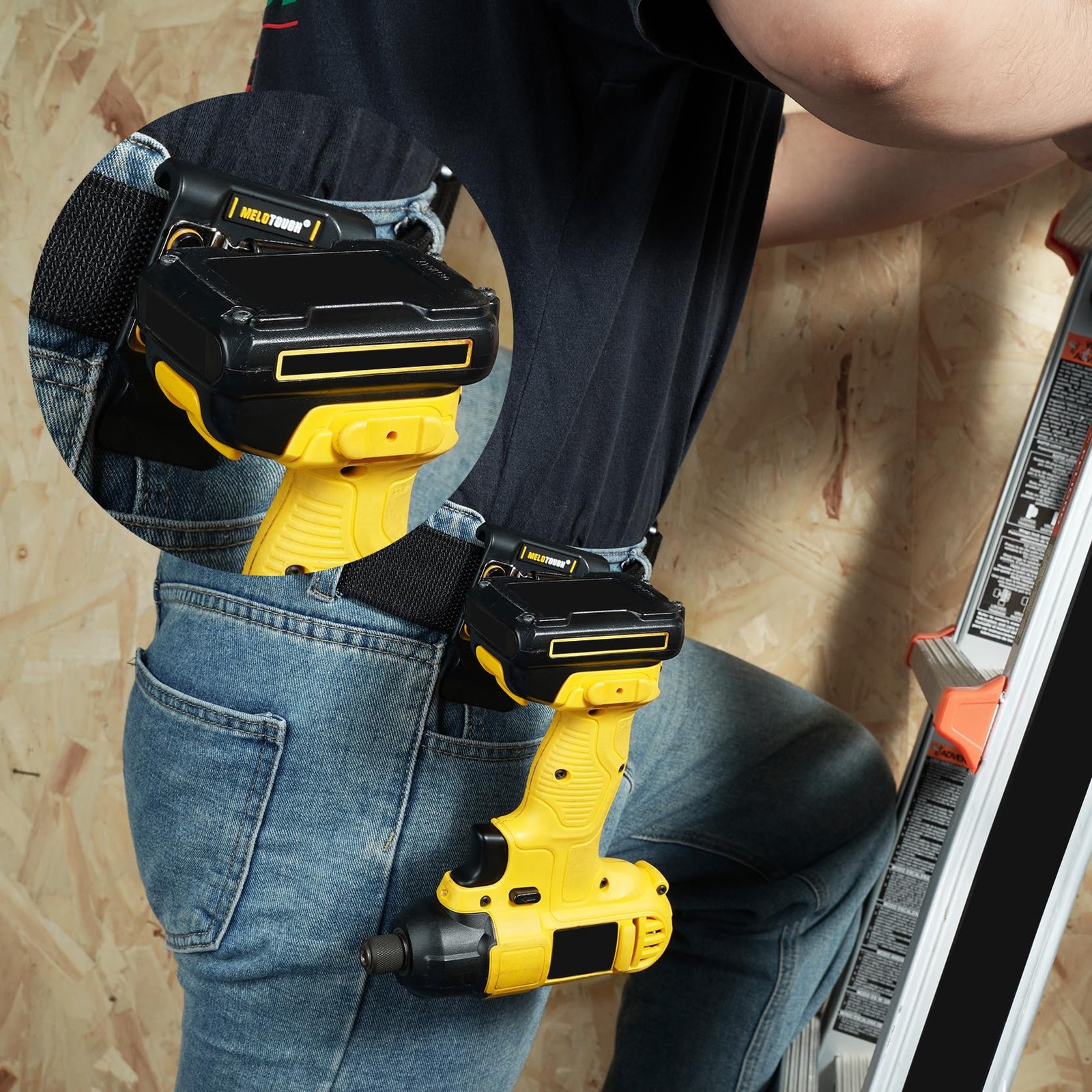 Black Drill Holster Tool Belt Holder Tape Measure Clip Hook Fits Up To 2.7 In
